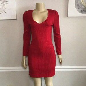 ST. JOHN Sequins/Red Mini Dress Size P